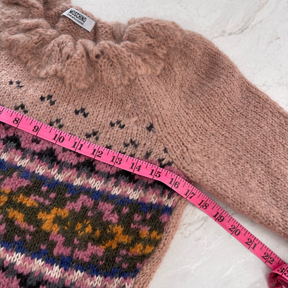 MOSCHINO Cheap & Chic Pink Mohair Blend Patterned Knit Sweater EUC Size 10 US - Picture 11 of 15